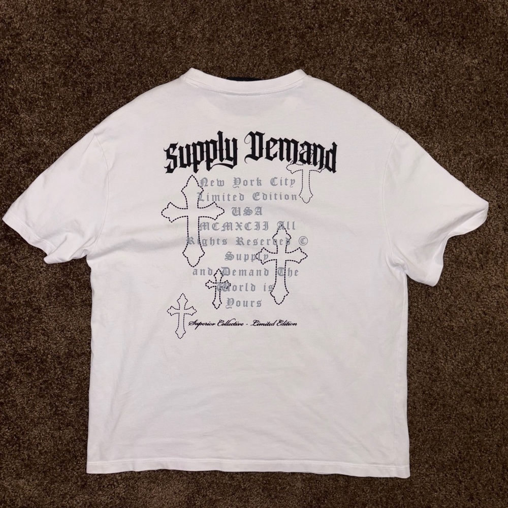 White Graphic Tee with Black Print